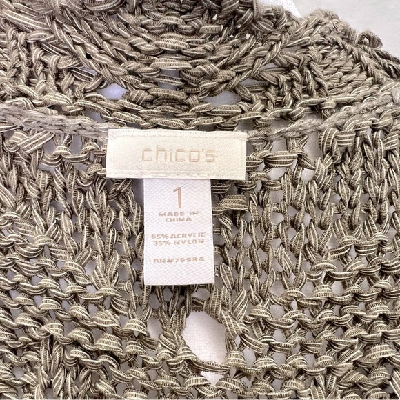 Chico’s mocha and cream crocheted cardigan. - Picture 8 of 10